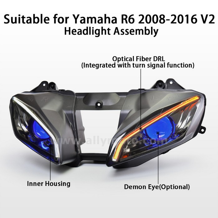 019 Headlight Yamaha Yzf R6 Hid Blue Demon Eyes 2008-2016-4